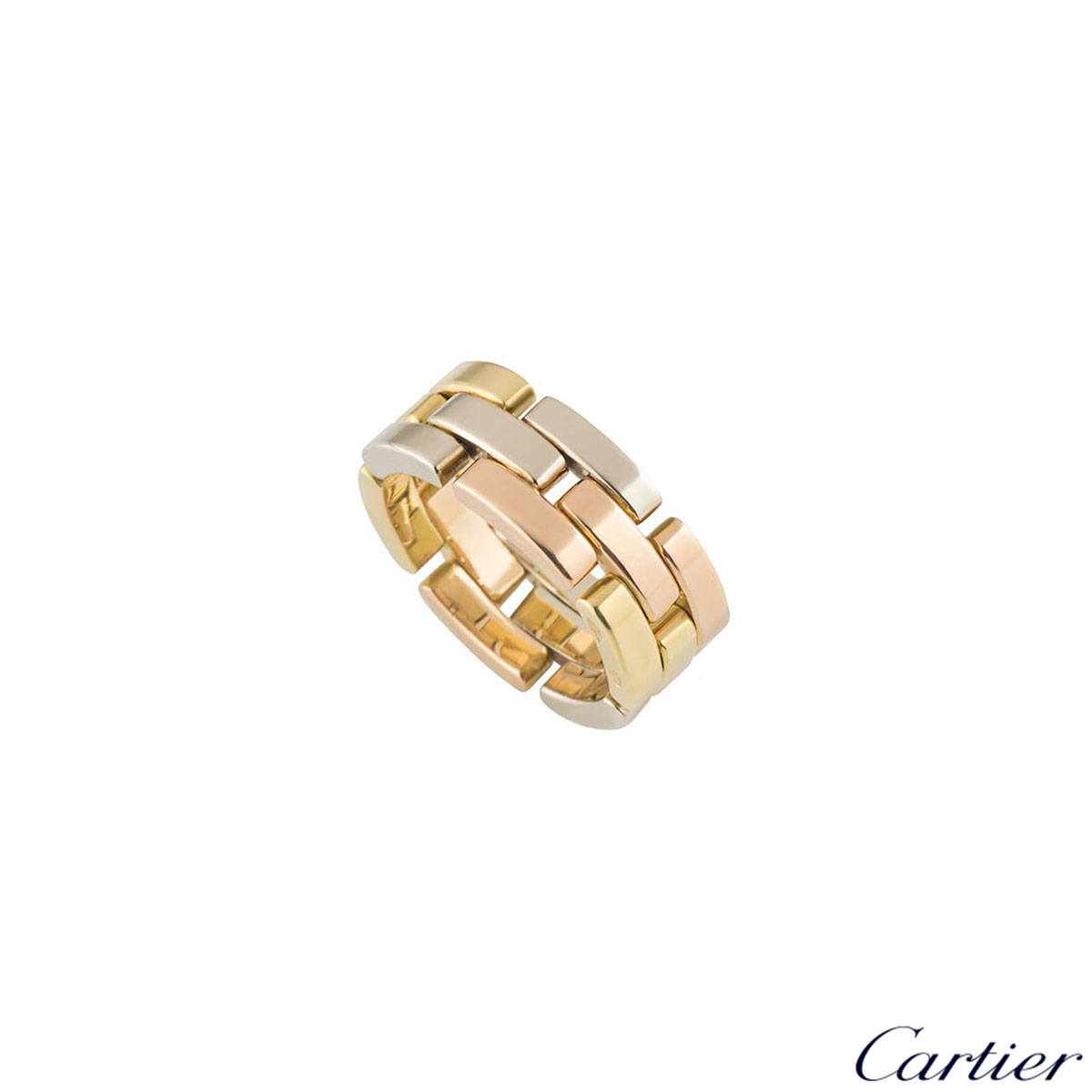 Cartier Tri Colour Maillon Panthere Ring Rich Diamonds